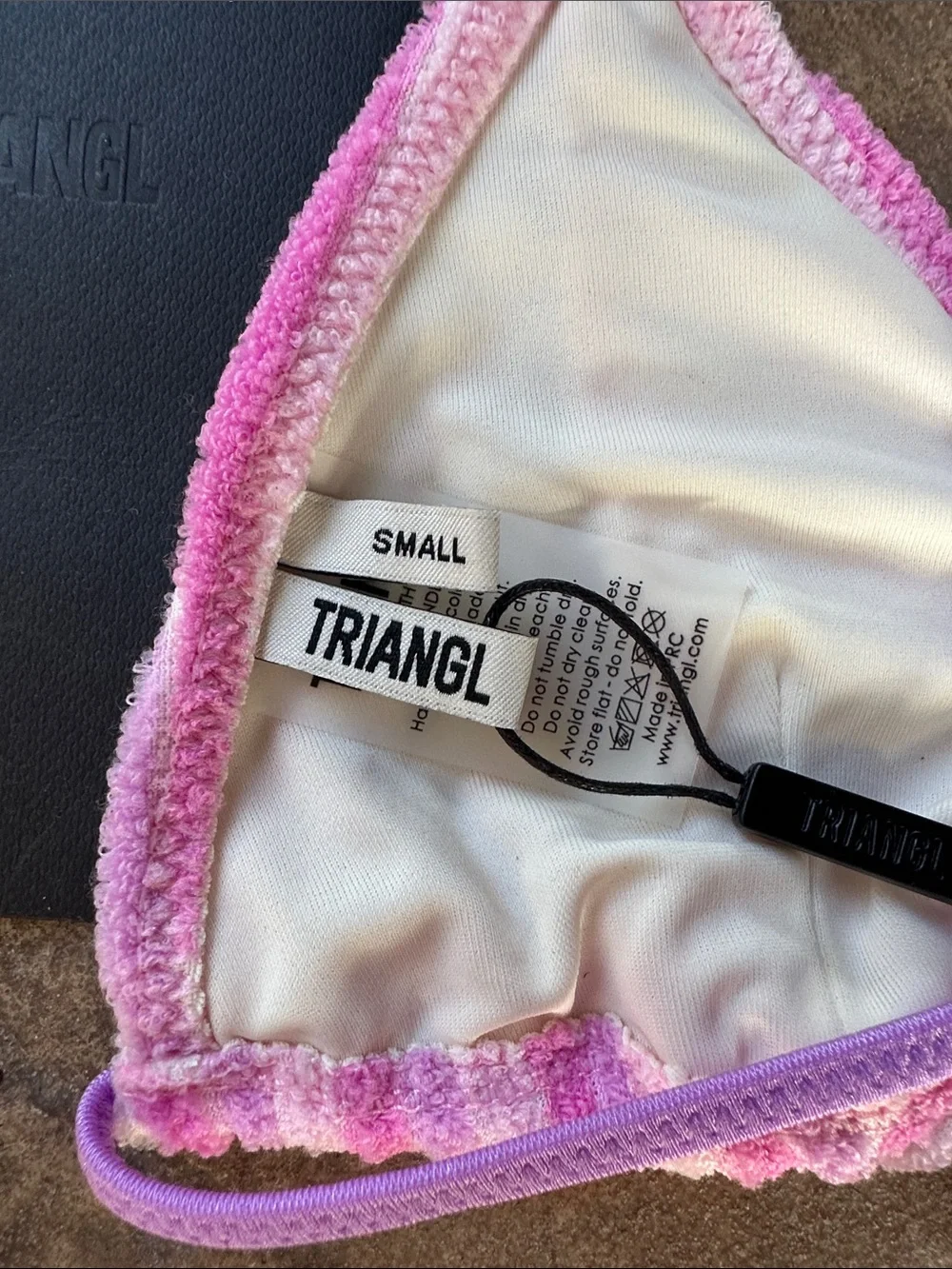 triangl swimwear Lavender Pink Striped Triangle Bikini Top